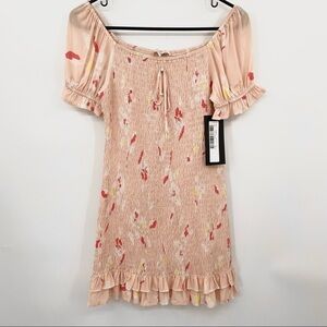 NEW! Olivaceous Peachy Pink Floral Smocked Cottage Core Dress